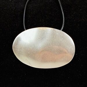 Vintage Silvertone hammered, minimalist, pendant plus free cord Necklace